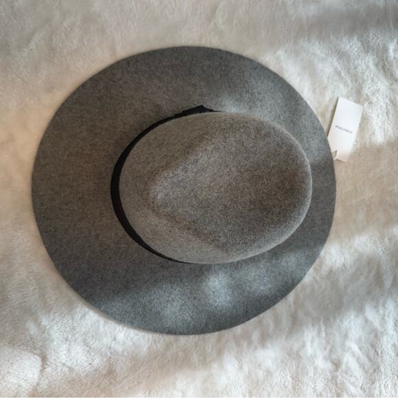 NWT Nordstrom Floppy Wool Panama Hat Gray w/ Black Ribbon Band One Sz Adjustable - Picture 3 of 6